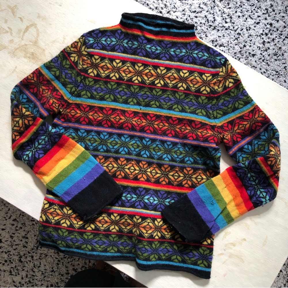 Rainbow Pattern Wool Sweater